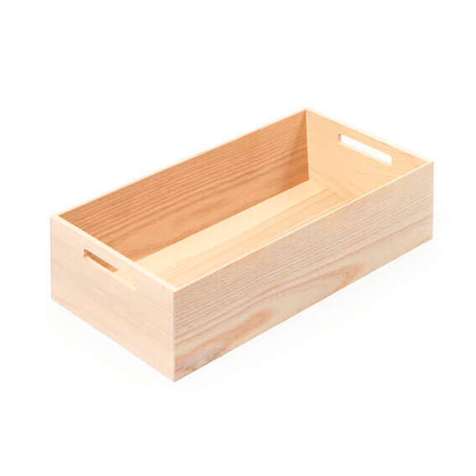 Caja rectangular LINIQ de encino blanco, para organización de cajones de cocina