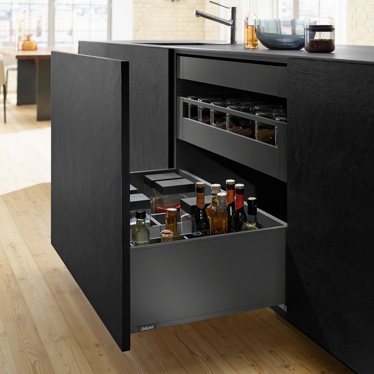 Cajón LEGRABOX Pure altura F, color negro carbón mate