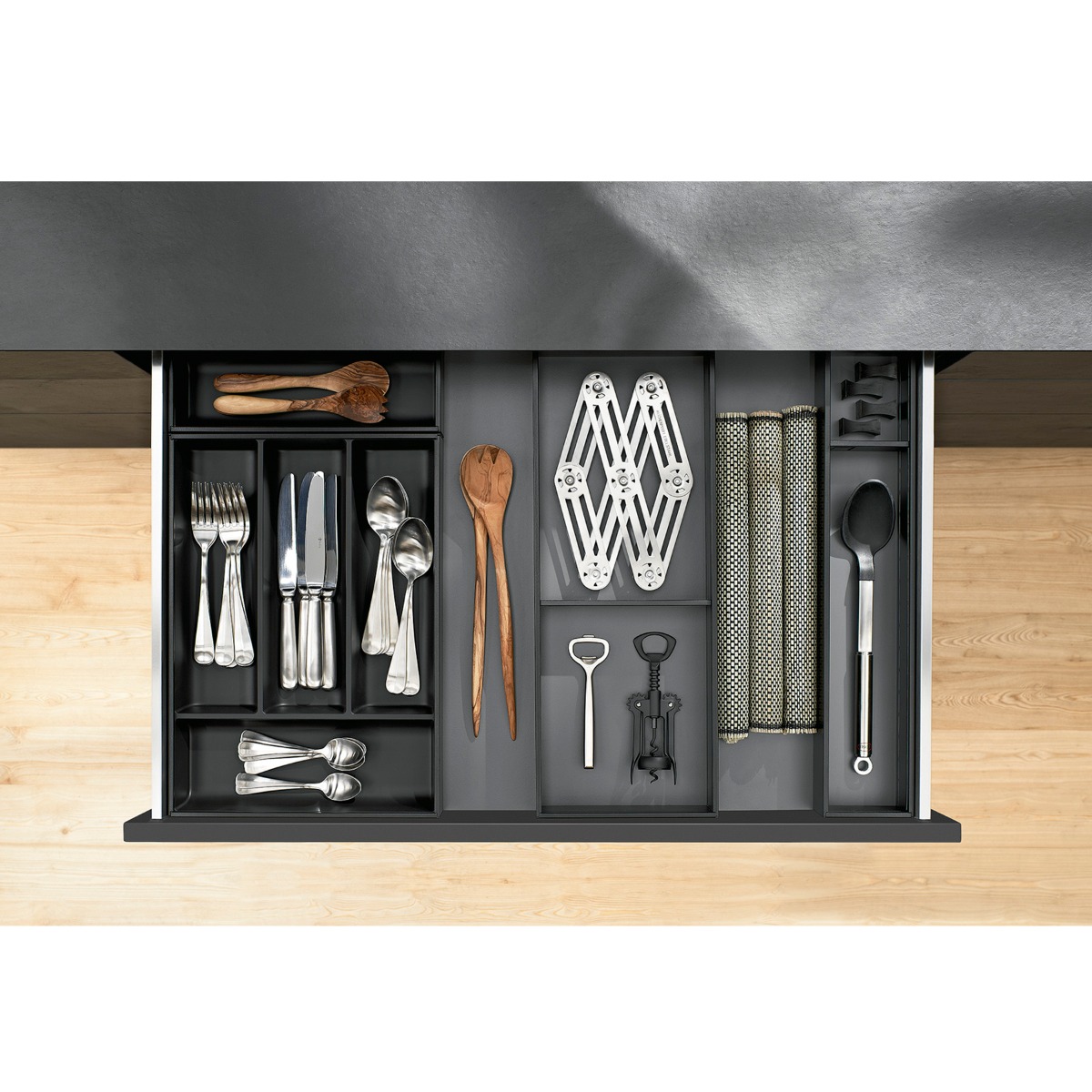 Marco organizador AMBIA-LINE con 1 división para mueble de ancho mínimo 100 mm