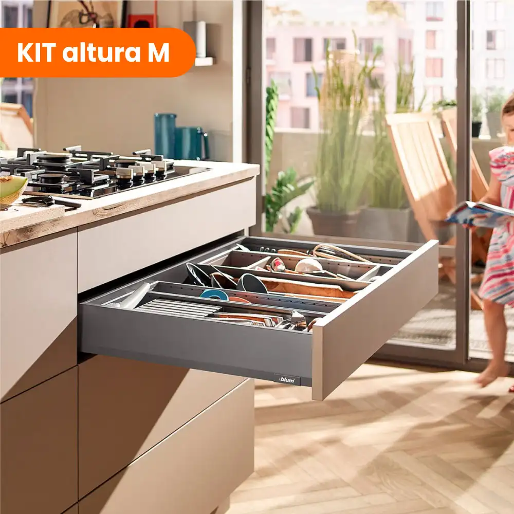 Kit Cajón MERIVOBOX, altura M, longitud 500 mm, color gris orión