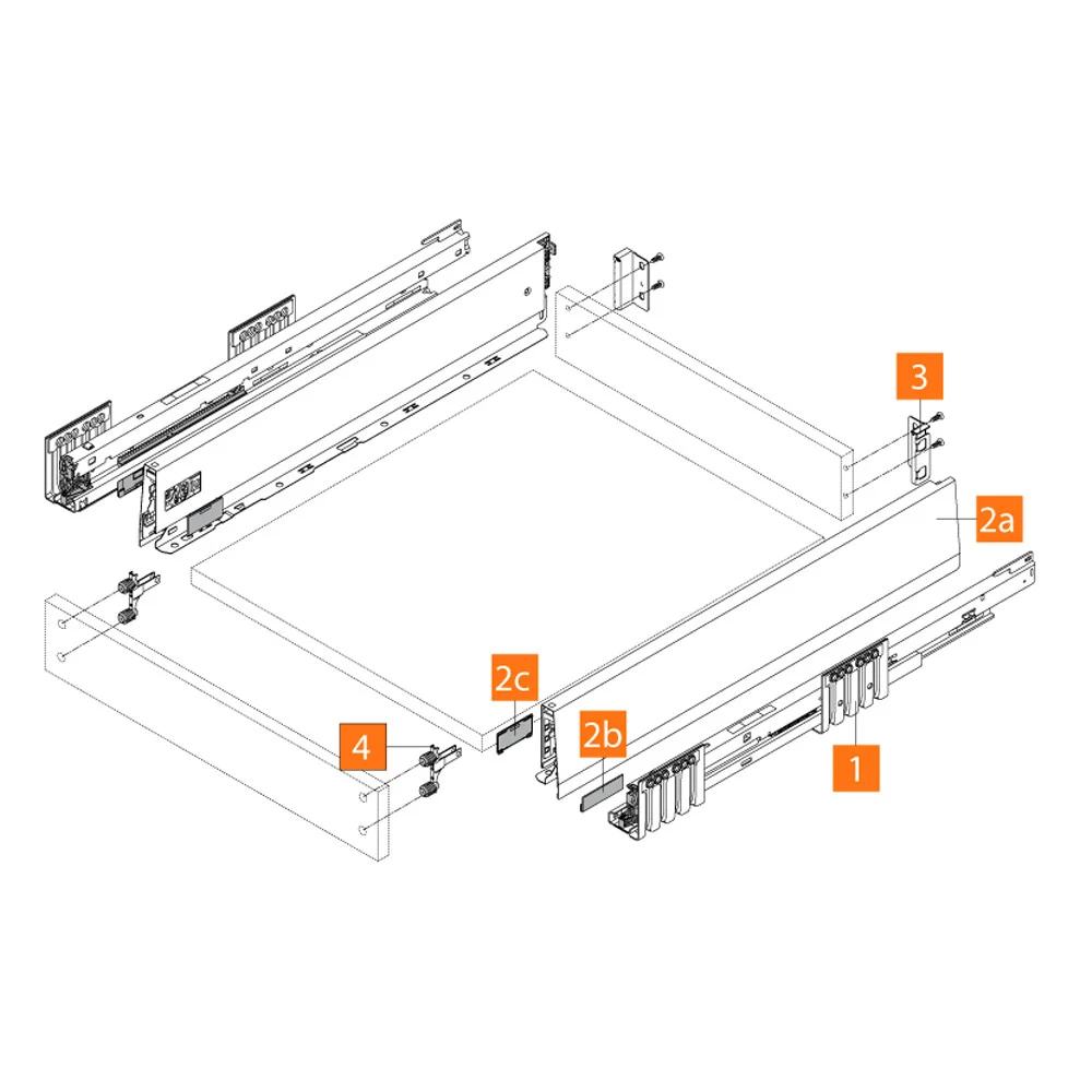 Kit Cajón MERIVOBOX, altura M, longitud 500 mm, color gris orión