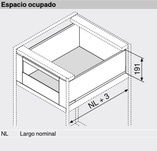 Cajón interno LEGRABOX pure altura C con galería frontal, color negro carbón mate