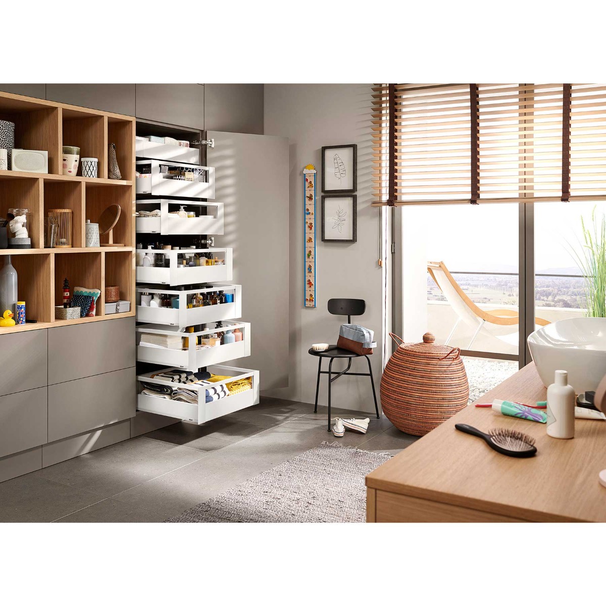 Pieza de galería para frente de cajón interno MERIVOBOX, longitud 1042 mm, blanco seda