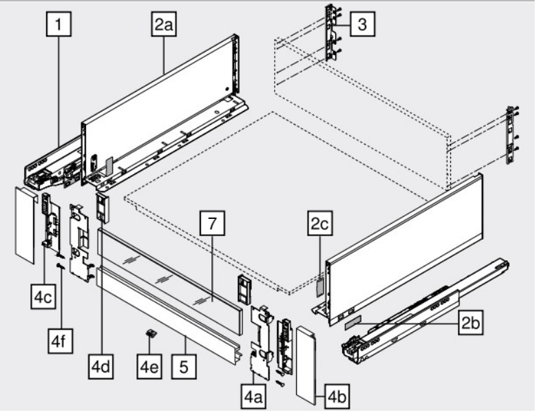 Cajón interno LEGRABOX pure altura C con elemento de diseño alto, color negro carbón mate