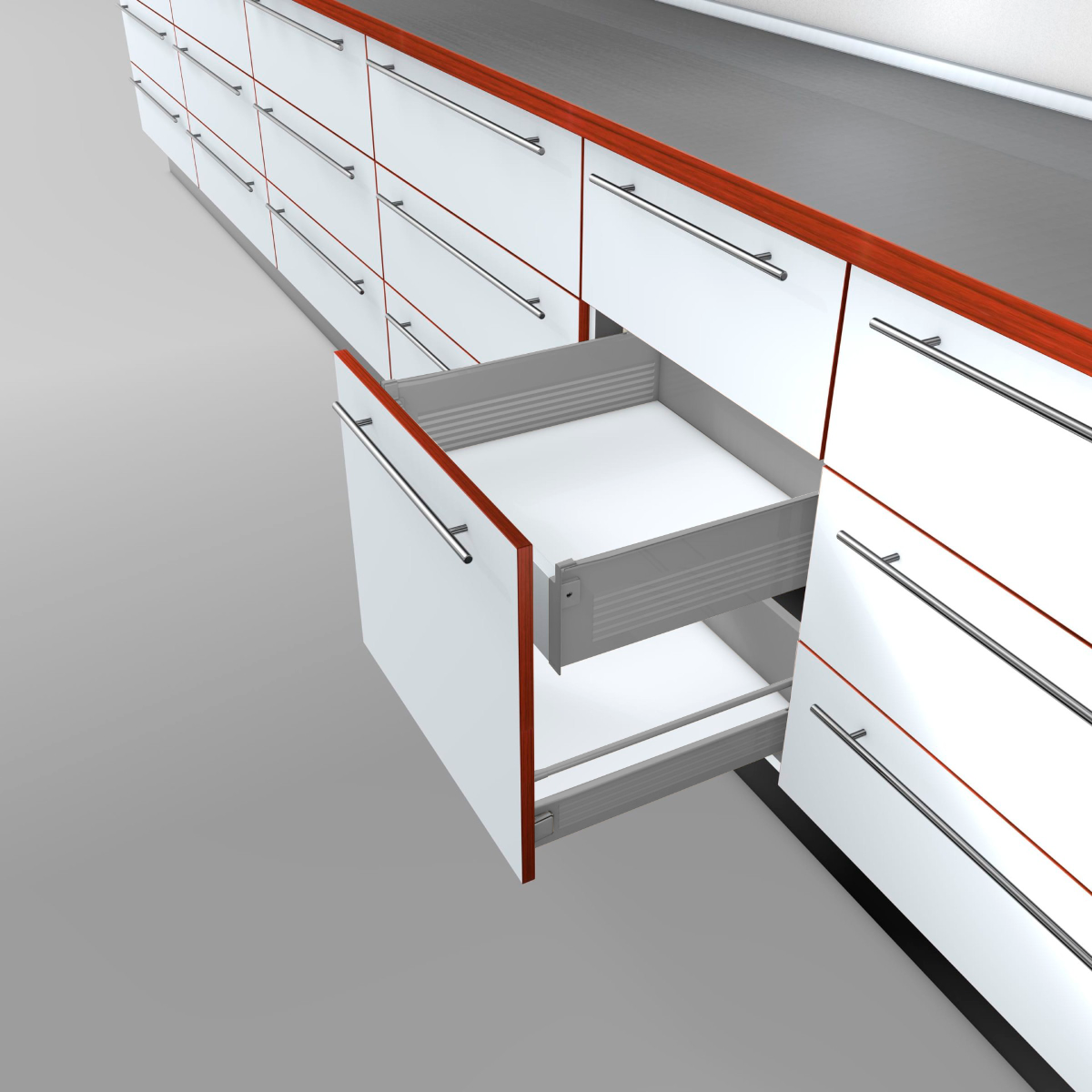 Cajón interno METABOX altura H, color gris