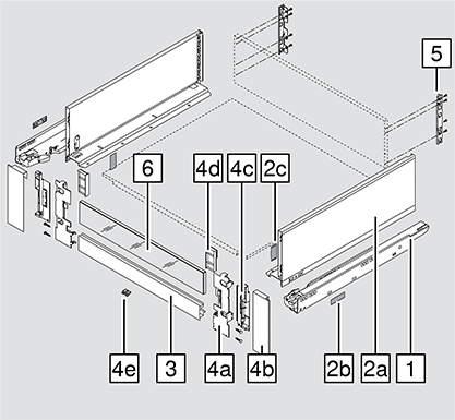 Cajón interno bajo LEGRABOX free altura C con elemento de inserción, color Inox
