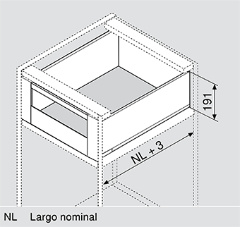 Cajón interno LEGRABOX pure Inox altura 