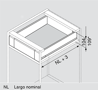 Cajón interno LEGRABOX pure altura M, color inox