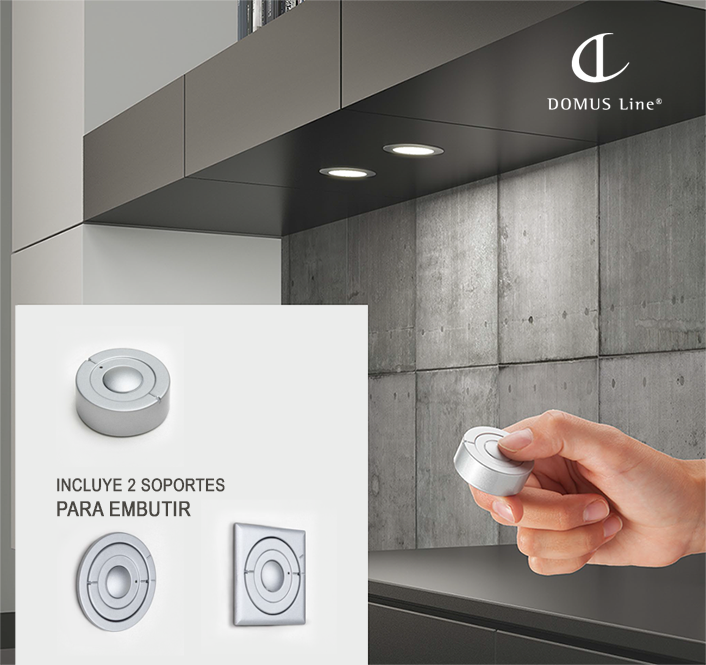 Switch inalámbrico CALL ME de acabado gris metálico para sistemas de iluminación M12 Domus Line