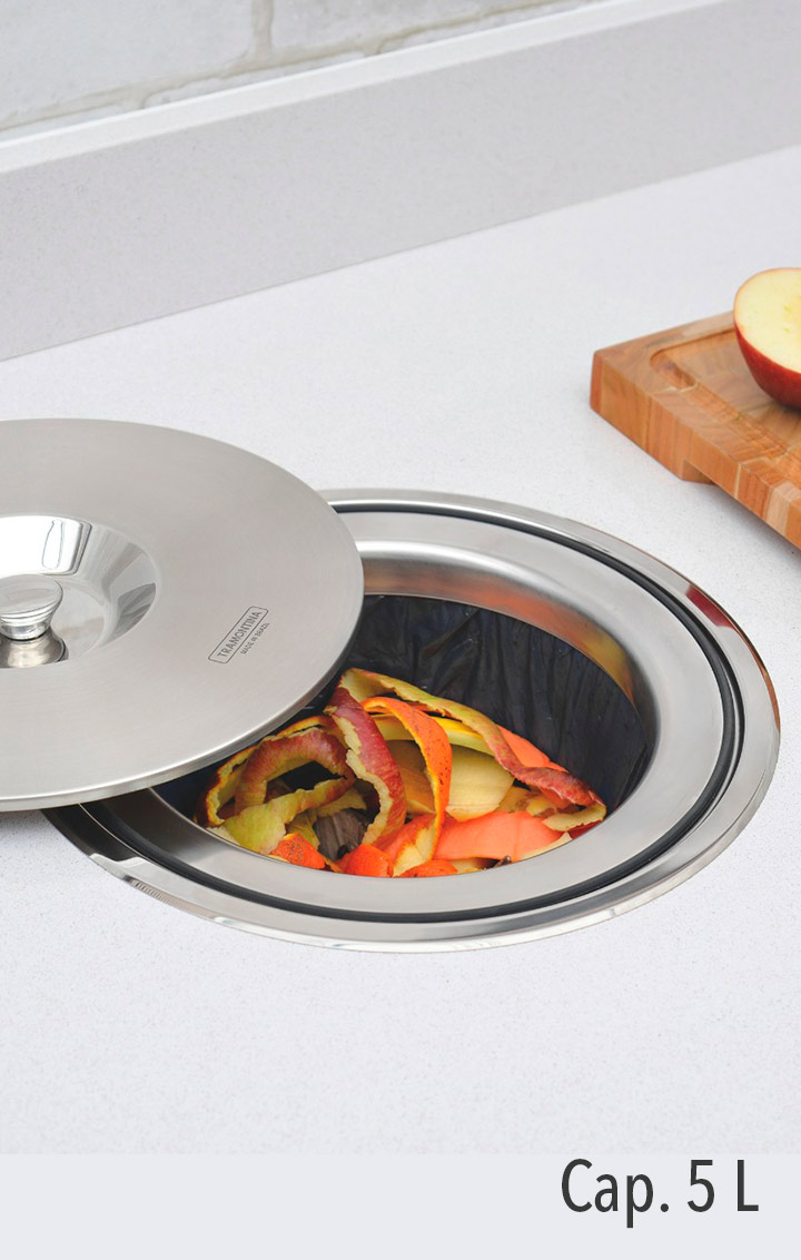 Basurero APPEAL II para cubierta, cap. 5 L, con tapas y aro de acero inoxidable, con bote de plástico 