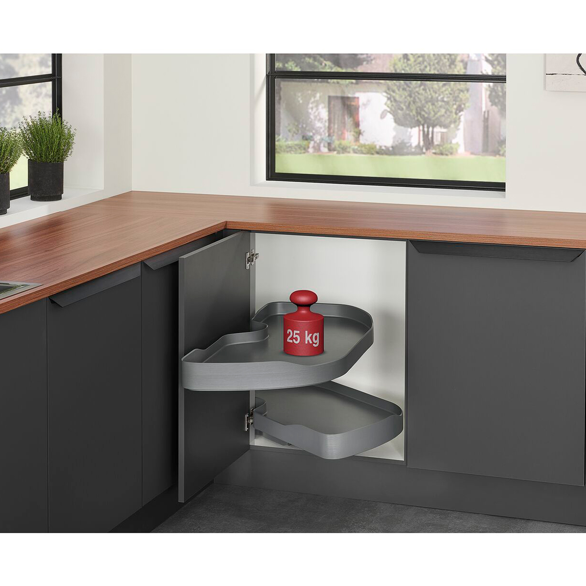 Extraíble de cocina para mueble en esquina TRIGON, acabado antracita