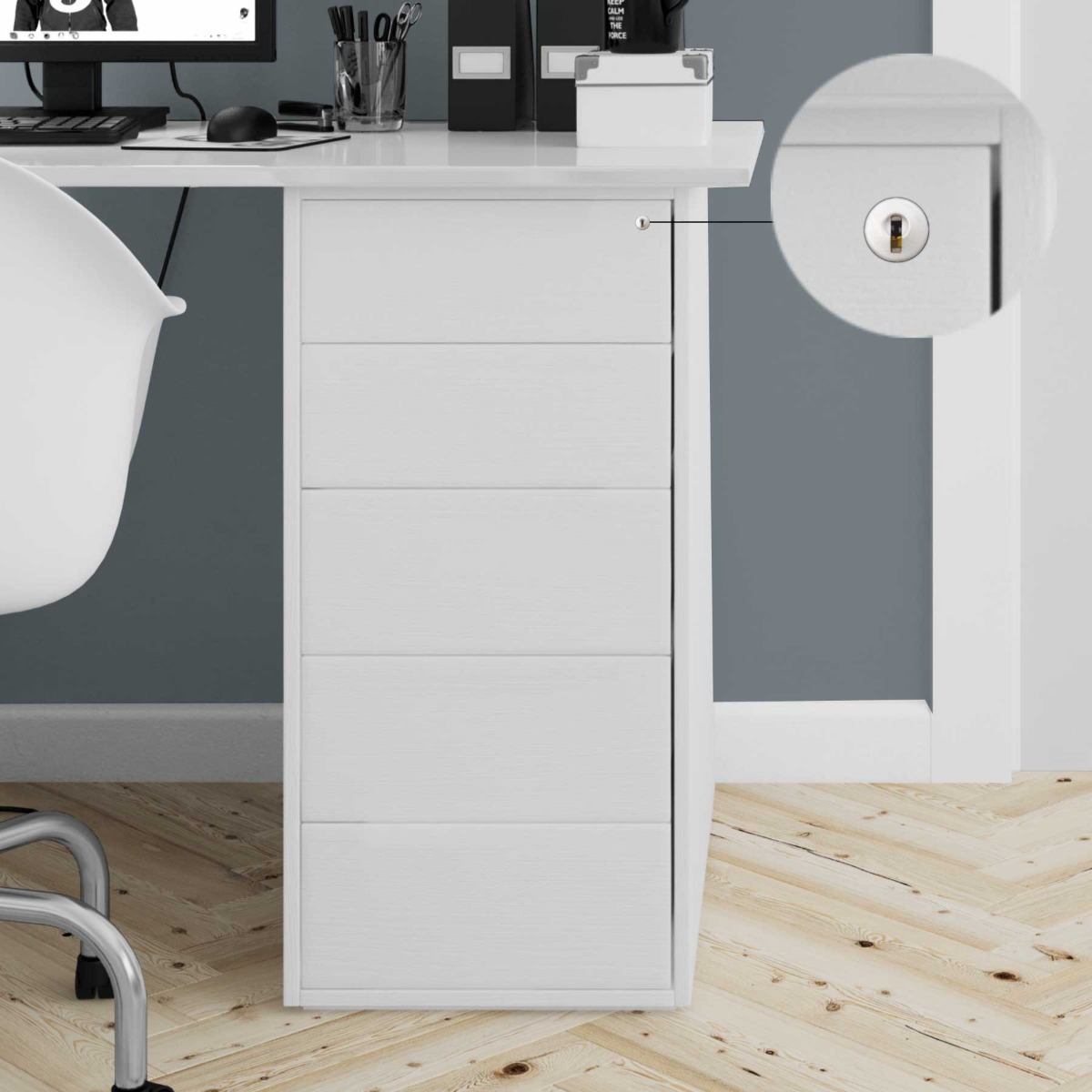 Cerradura LP-825, combinaciones diferentes, acabado blanco