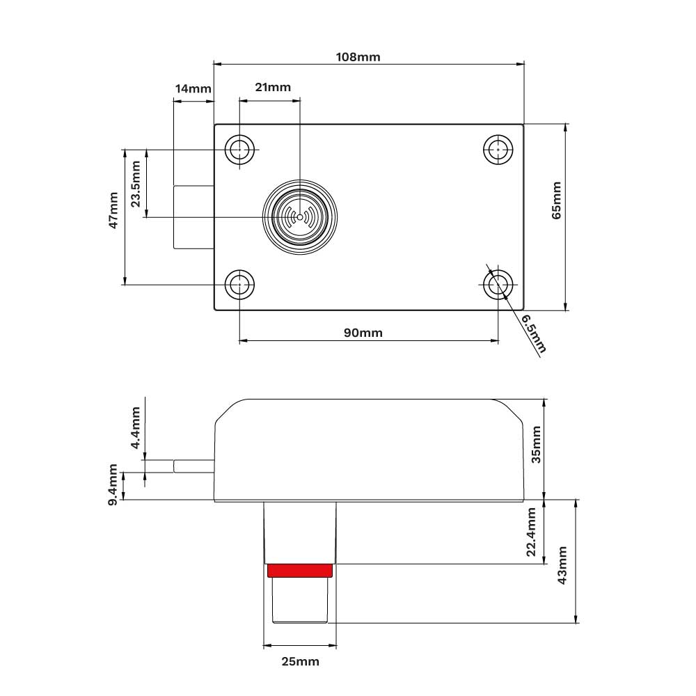 Cerradura Electrónica OTS.20 Batteryless para locker o mueble