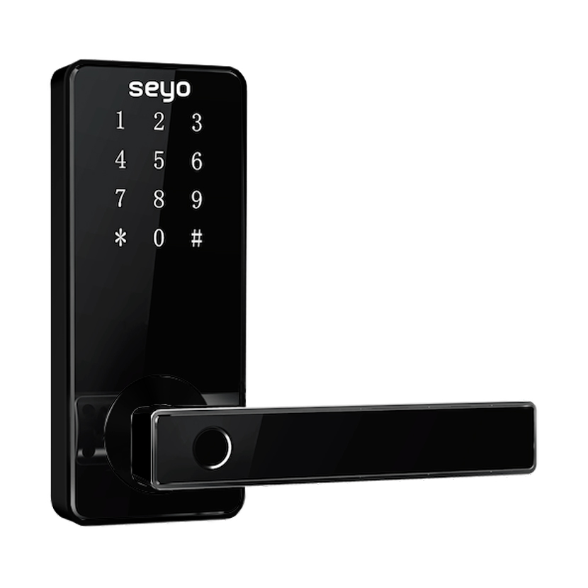 Cerradura inteligente FREYA con manija para puerta interior, acabado negro