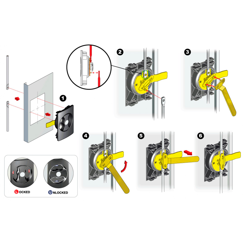 Cerradura para mueble metálico con indicador, pestillo CURVO, acabado negro