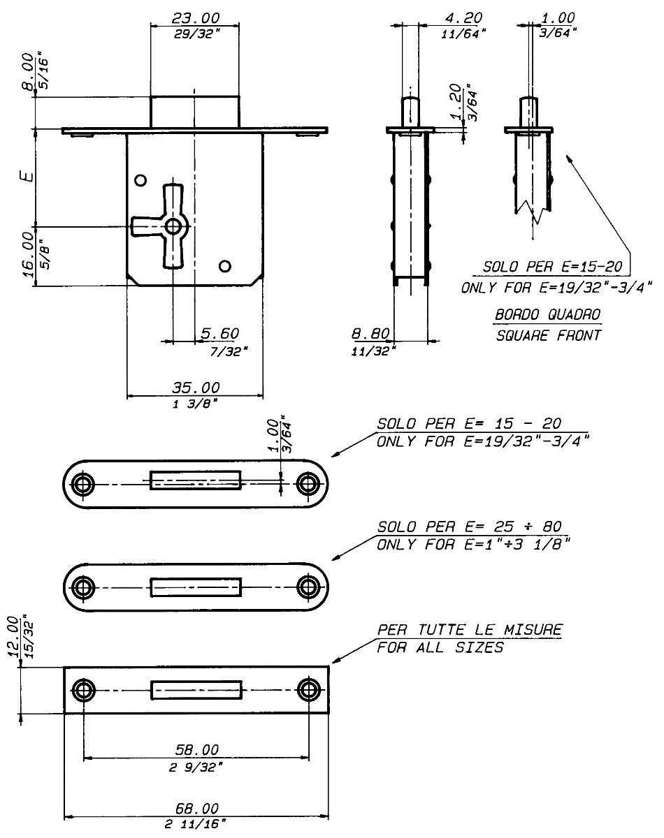 Cerradura perfecta para embutir izquierda de 60mm.