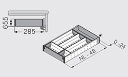 Configuración 1 de organizador cubertero ORGA-LINE para cajón TANDEM y MOVENTO 