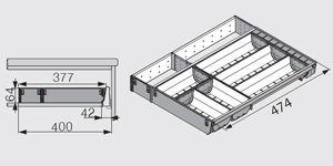 Organizador ORGA-LINE para cajón cubertero TANDEMBOX 3X3+1 división