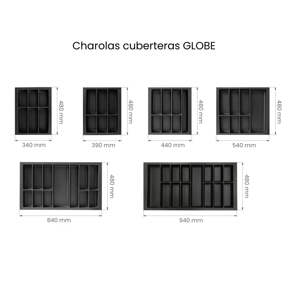 Charolas cuberteras GLOBE para cajones de mueble de cocina