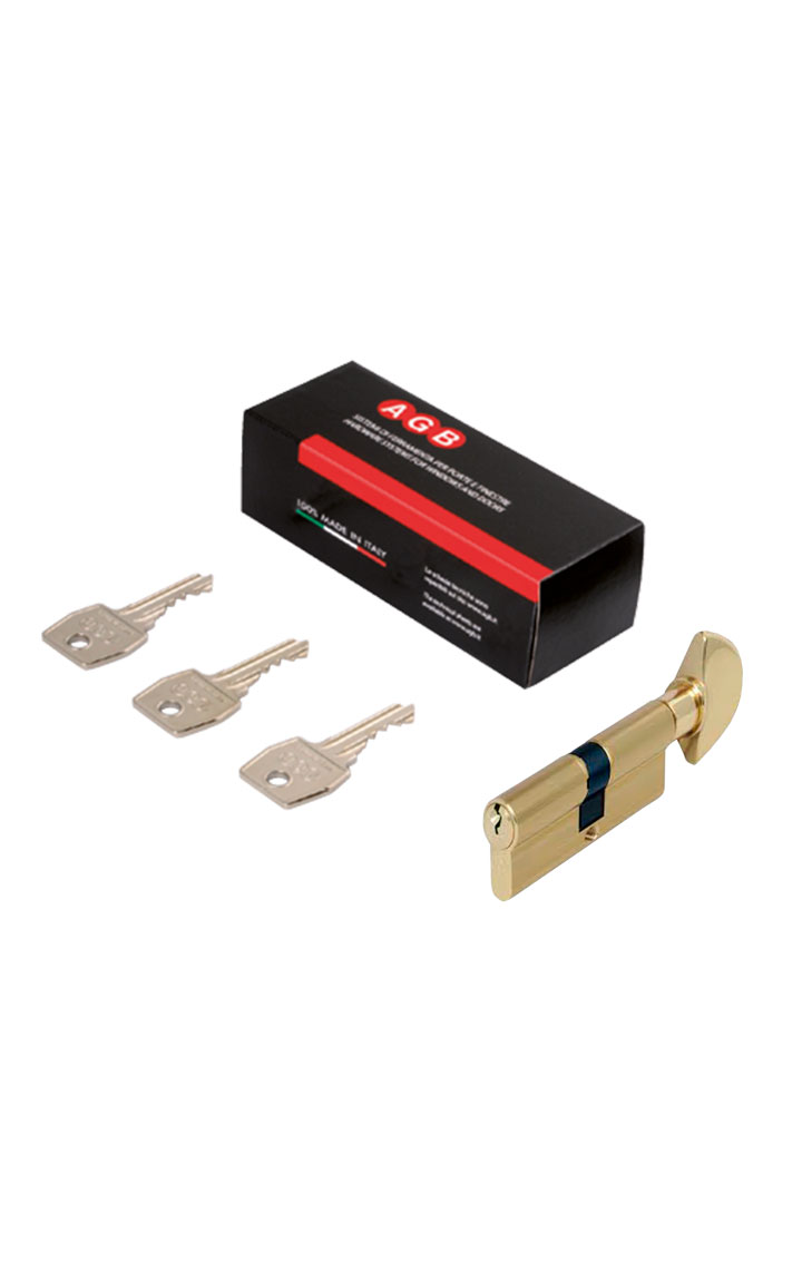 Cilindros Mod. 600 AGB llave-mariposa de 70 mm C62016, acabado latón