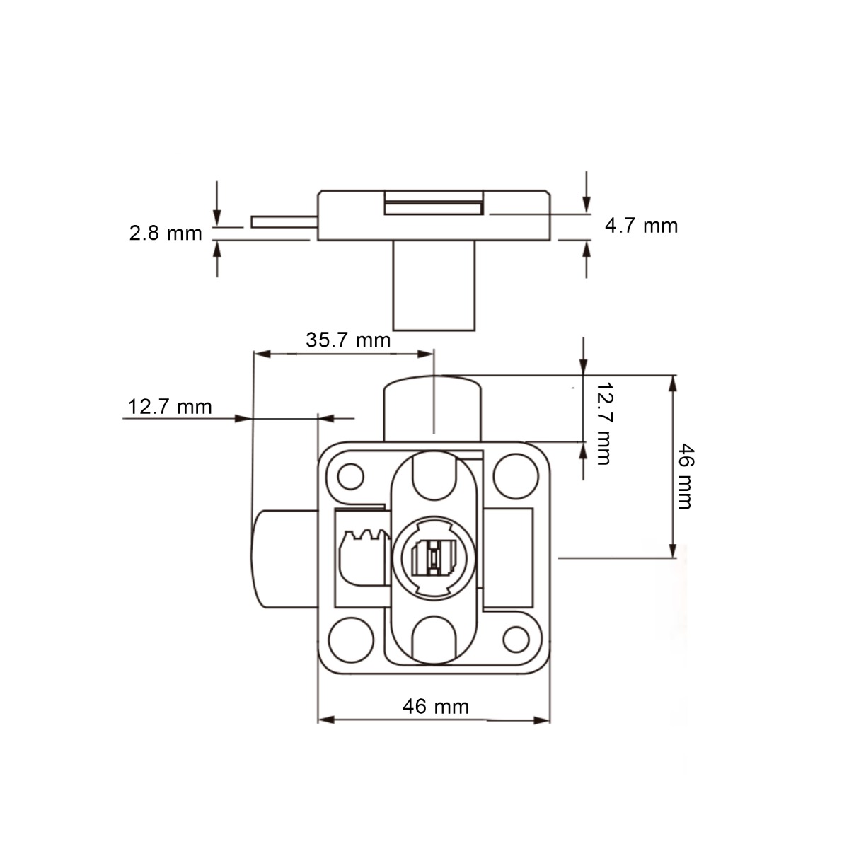 Cilindro CB-255 para cerradura de 2 puertas, montaje puerta izquierda