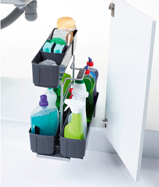Extraíble K-LINE CleaningAGENT para gabinete inferior, para organización de productos de limpieza, acabado antracita