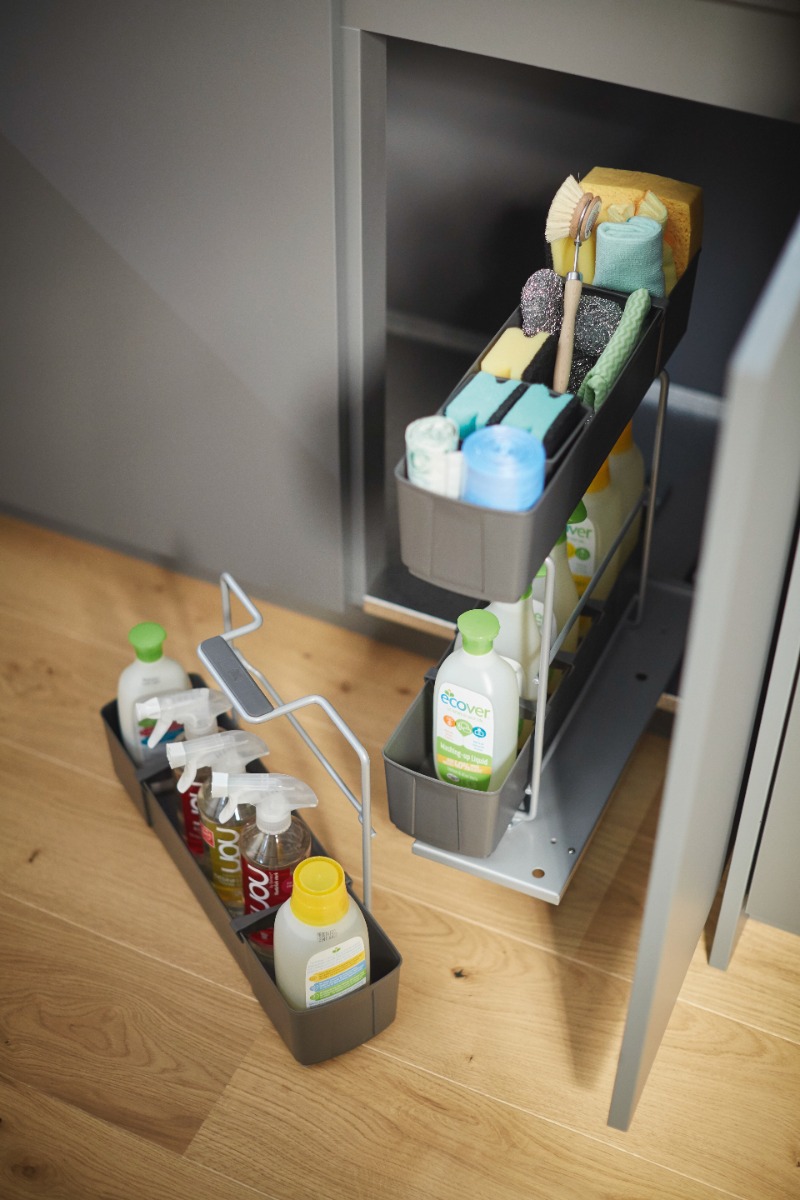 Extraíble K-LINE CleaningAGENT para gabinete inferior, para organización de productos de limpieza, acabado antracita
