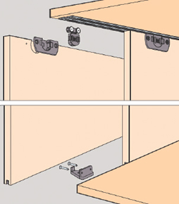 CLIPO 16 H MS: Sistema de diseño mixto, externo abajo, interno arriba. Para 2 puertas de madera