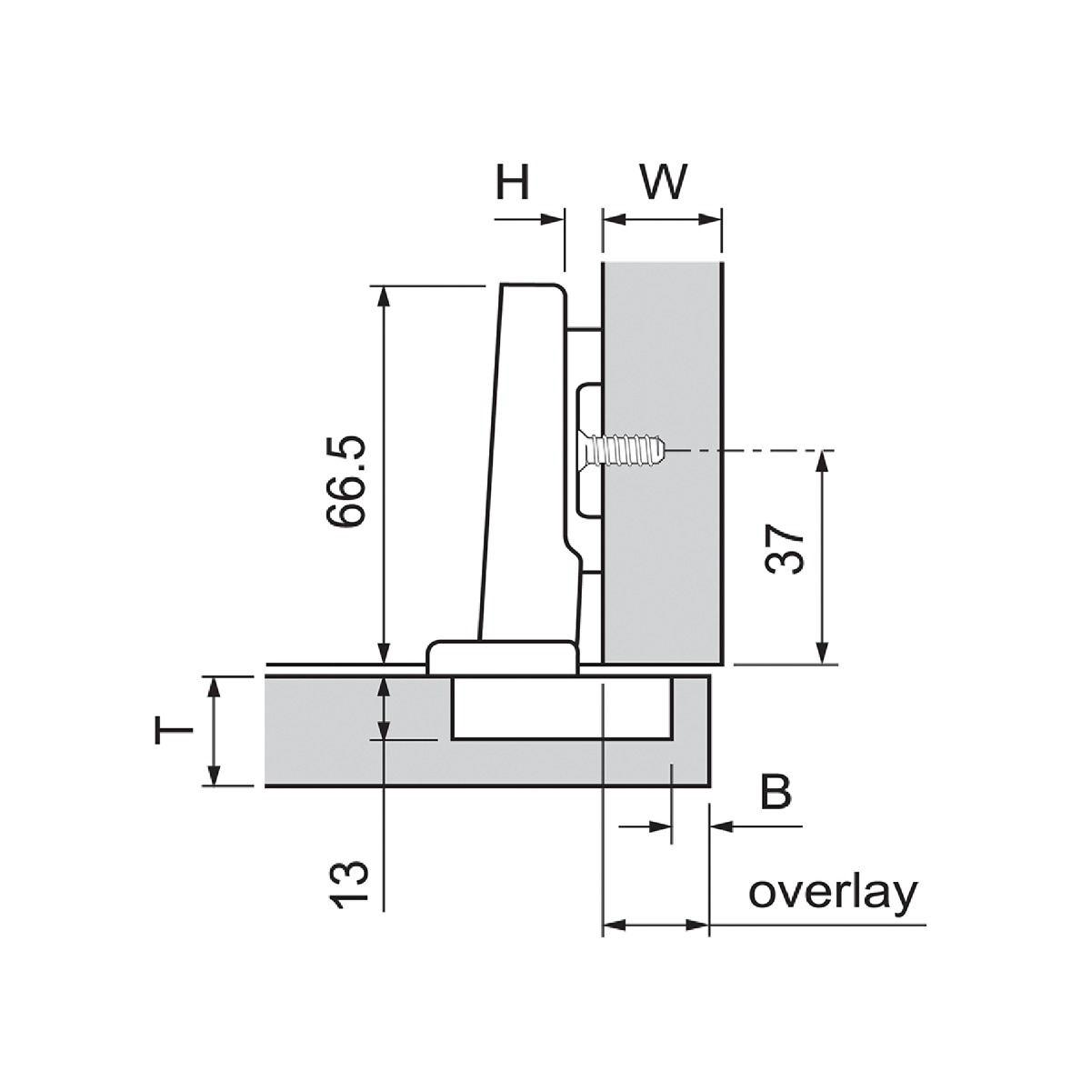 Bisagra CLIP top 110° cazoleta sin muelle (cubrimiento total)