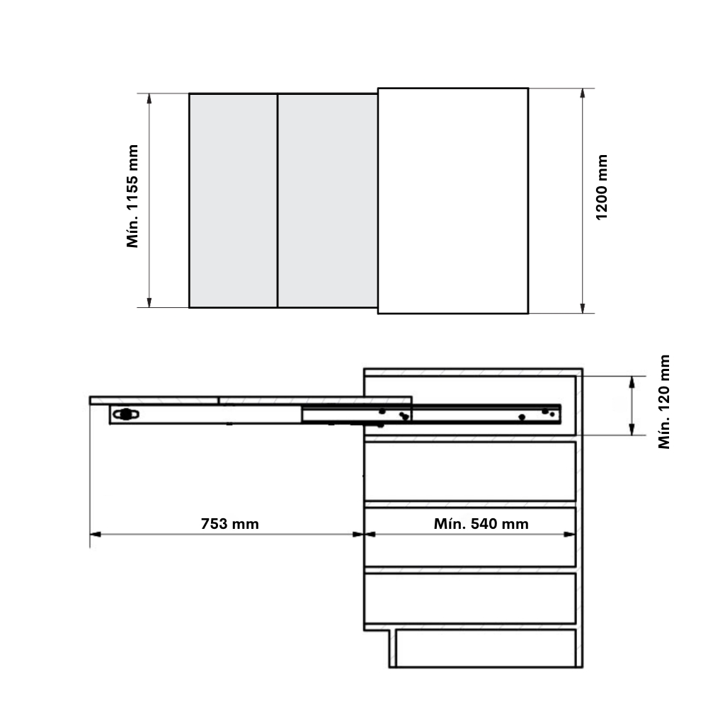 Mecanismo para mesa extraíble COCKTAIL