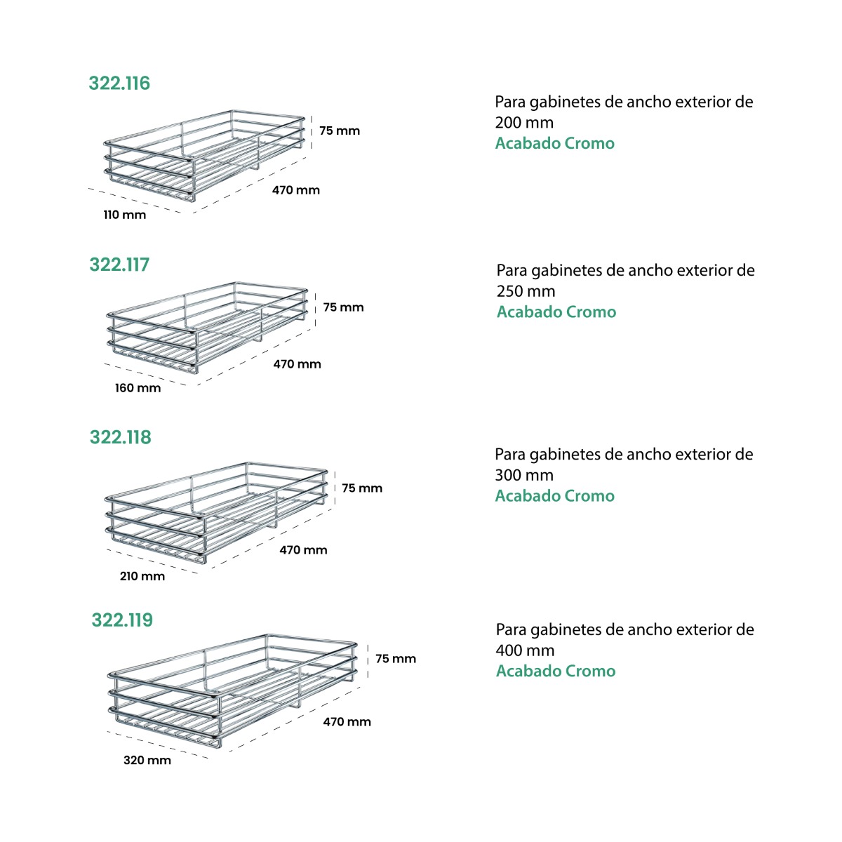 Extraíble de cocina para gabinete inferior COMFORT II