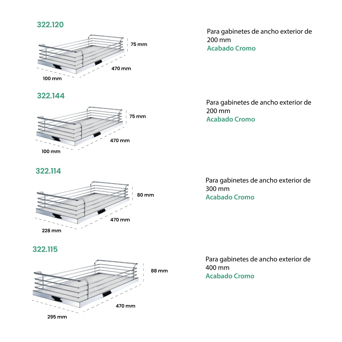 Extraíble de cocina para gabinete inferior COMFORT II