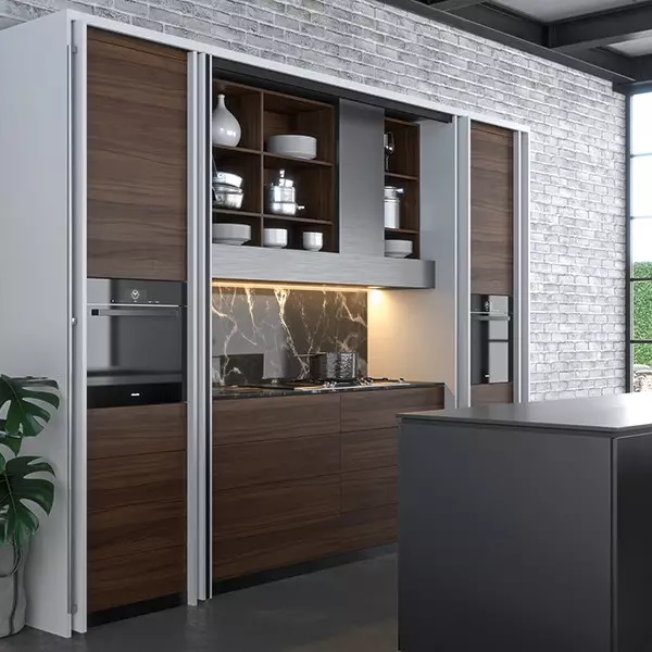 Sistema corredizo CONCEPTA para puertas de madera abatibles e insertables