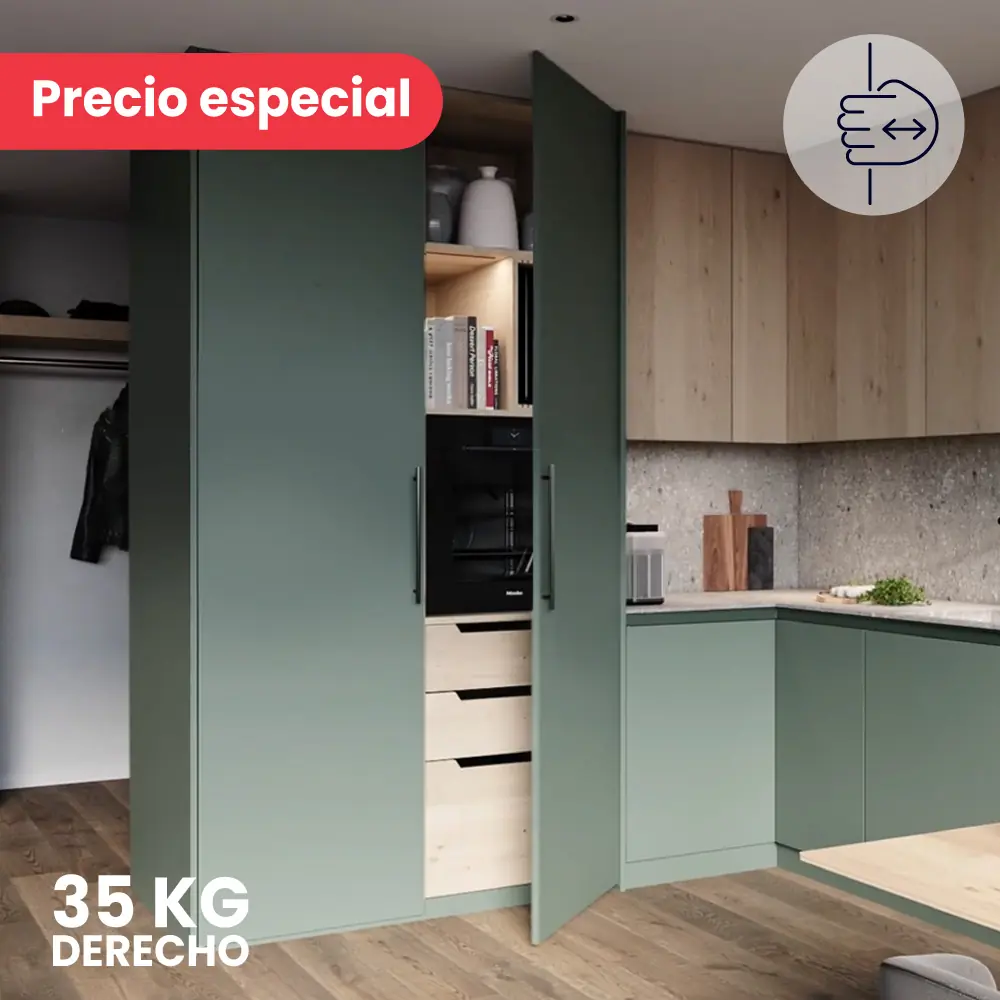 Kit Sistema corredizo CONCEPTA 3 PULL capacidad de carga 35kg, para puertas de madera abatibles e insertables sin jaladera, derecho