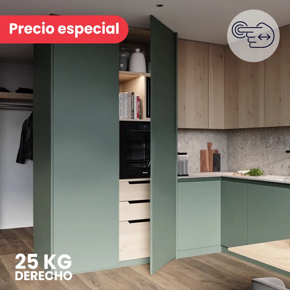 Kit Sistema corredizo CONCEPTA 3 PUSH capacidad de carga 25kg, para puertas de madera abatibles e insertables sin jaladera, derecho