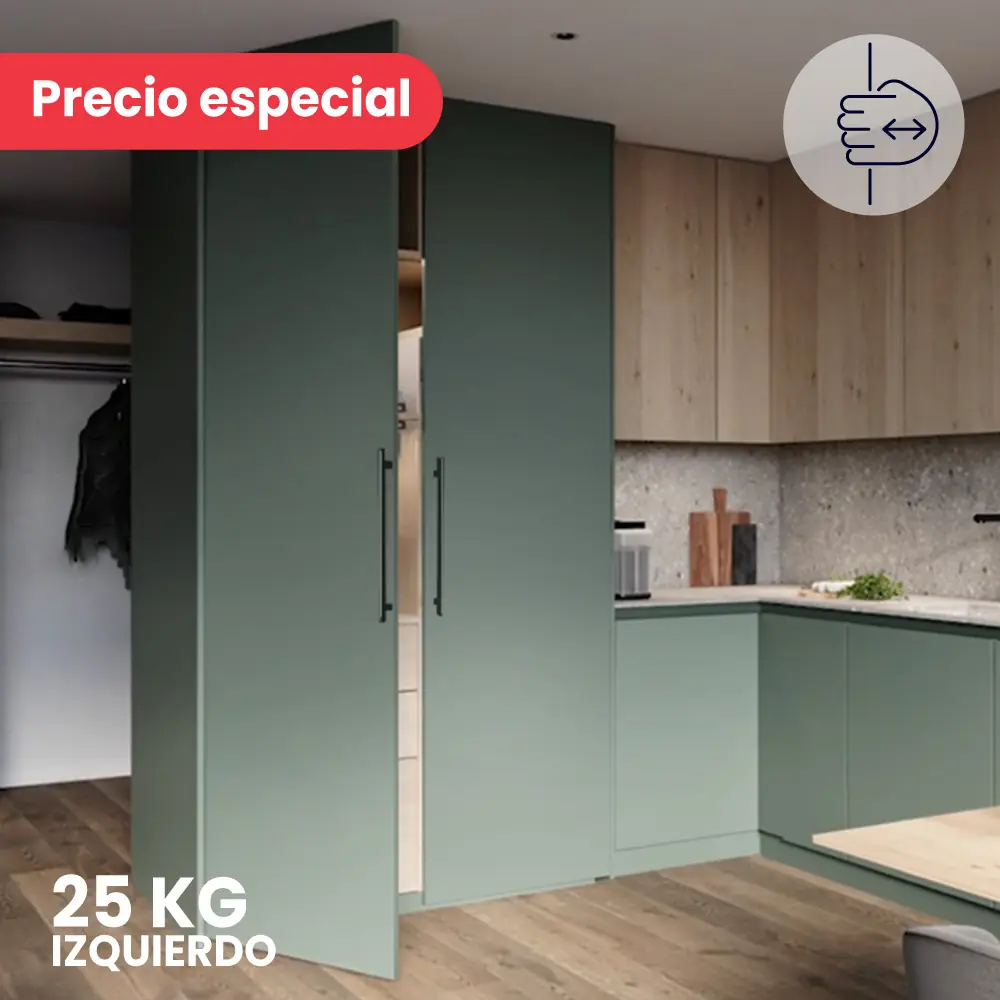Kit Sistema corredizo CONCEPTA 3 PULL capacidad de carga 25kg, para puertas de madera abatibles e insertables con jaladera, izquierdo