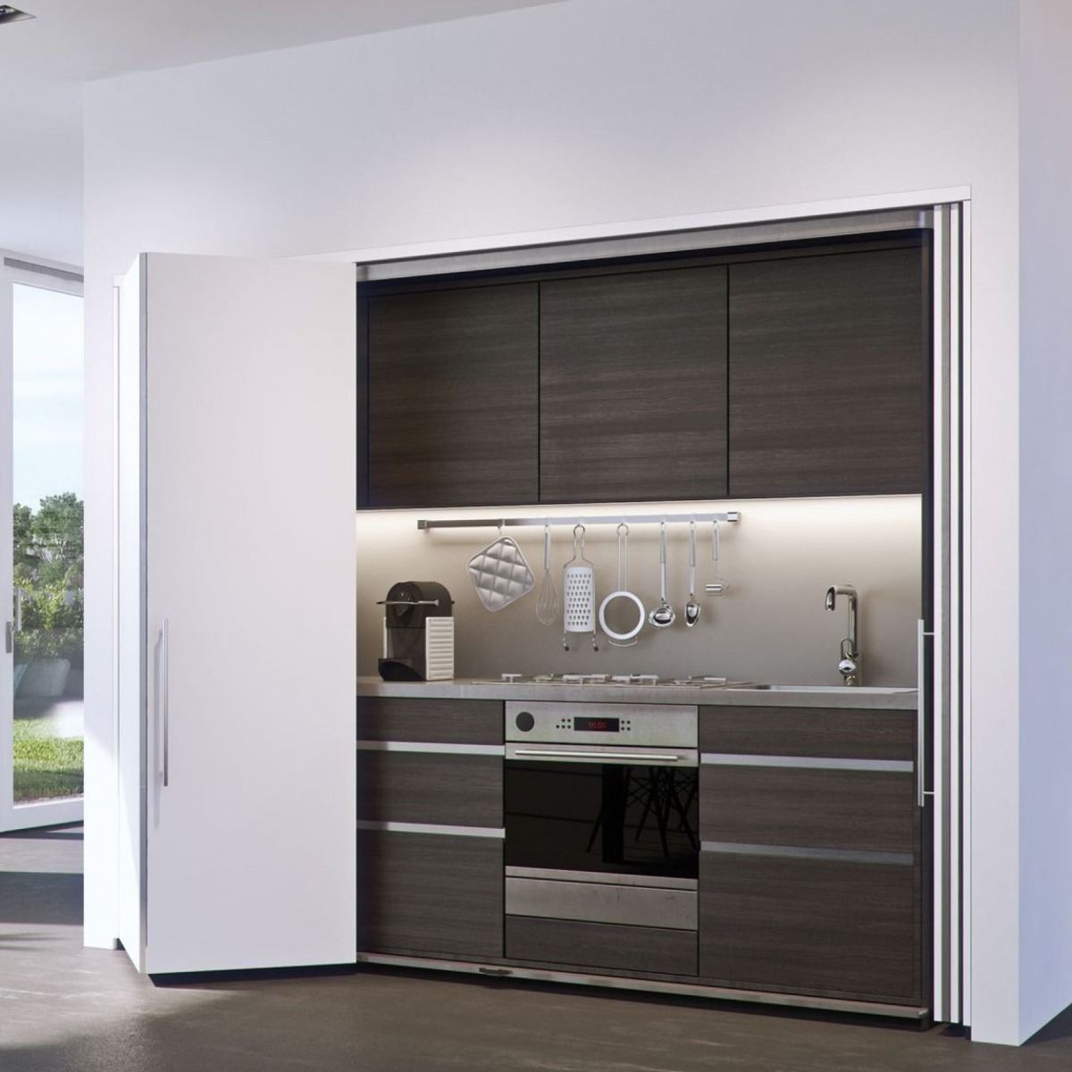 Sistema corredizo plegable FOLDING CONCEPTA 25 para 2 puertas de madera 
