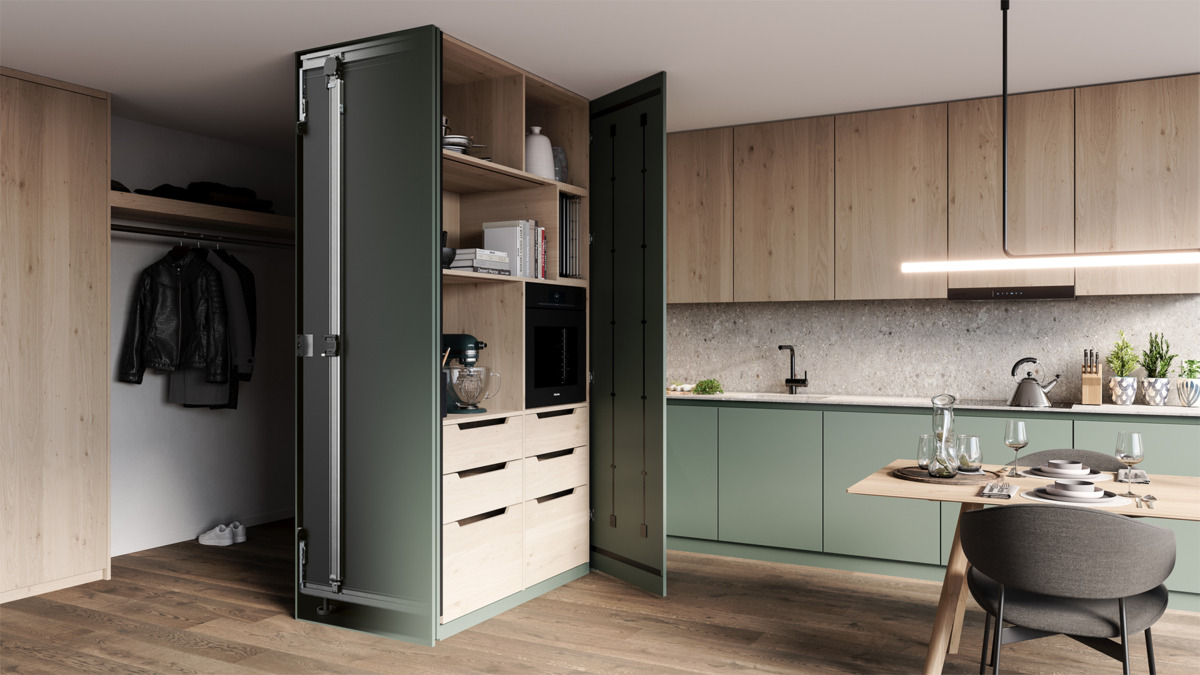 Sistema corredizo CONCEPTA 3 PULL capacidad de carga 35 kg para puertas de madera abatibles e insertables con jaladera