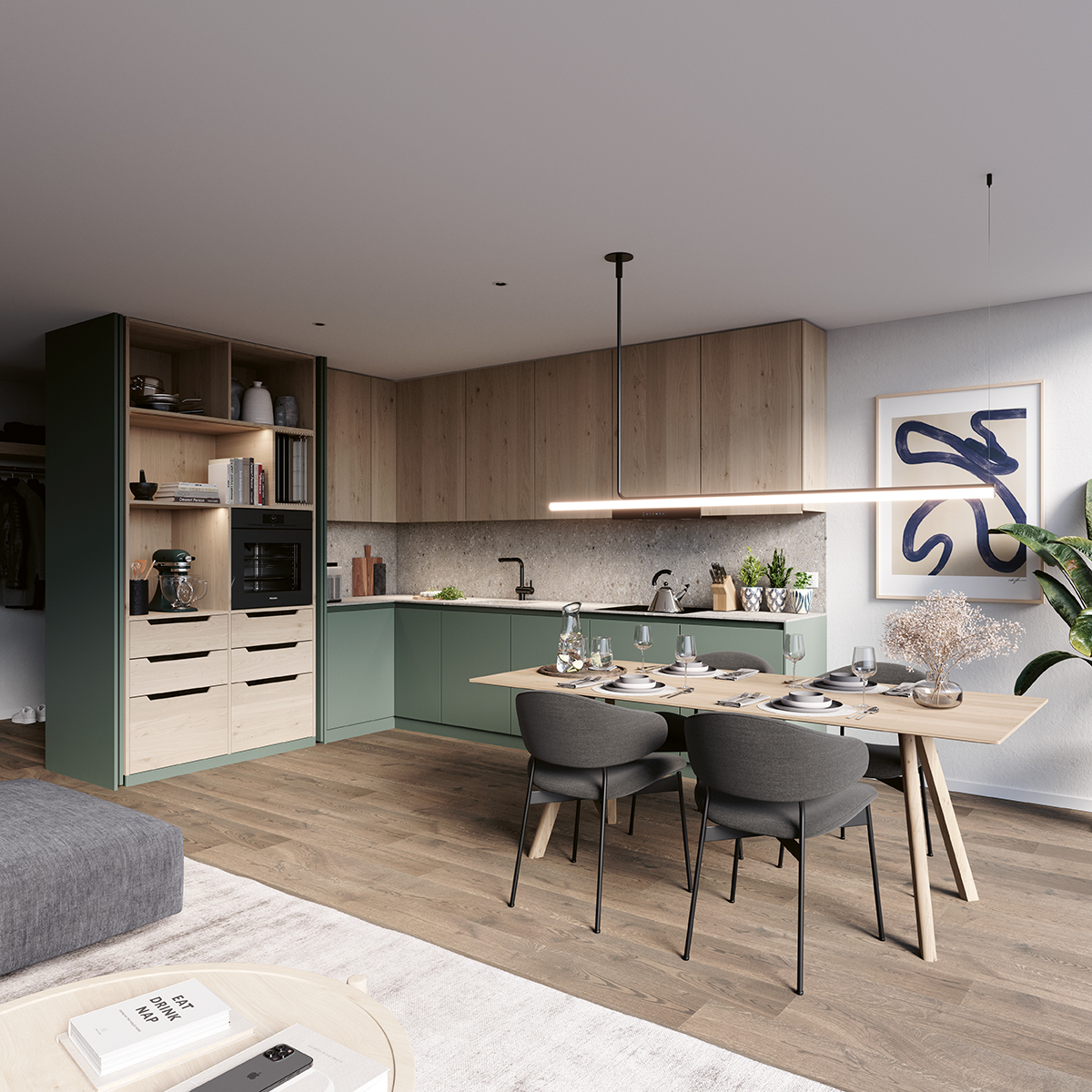 Sistema corredizo CONCEPTA 3 PULL capacidad de carga 25 kg para puertas de madera abatibles e insertables con jaladera