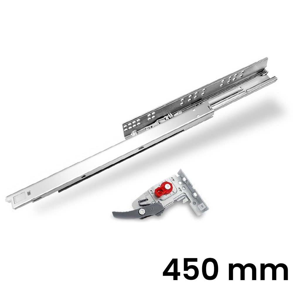 Correderas ocultas PARTNER 2.0 con cierre suave, extensión total, longitud 450 mm, 45 kg. Inc. Brackets