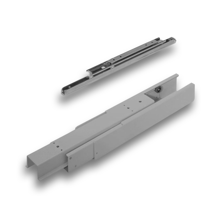 Corredera BOX de 1000mm para gabinete extraible, extensión total, capacidad 120kg, ZINC.