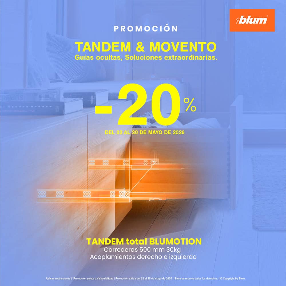 Correderas ocultas TANDEM BLUMOTION, extensión total