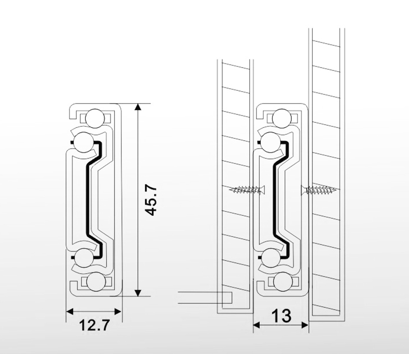 Correderas WINNER de extensión total, capacidad de carga 45 kg