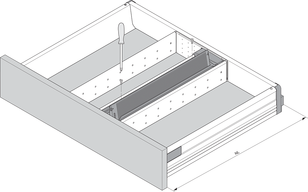 Cortador de plástico Blum ORGA-LINE para organización de cajones de cocina