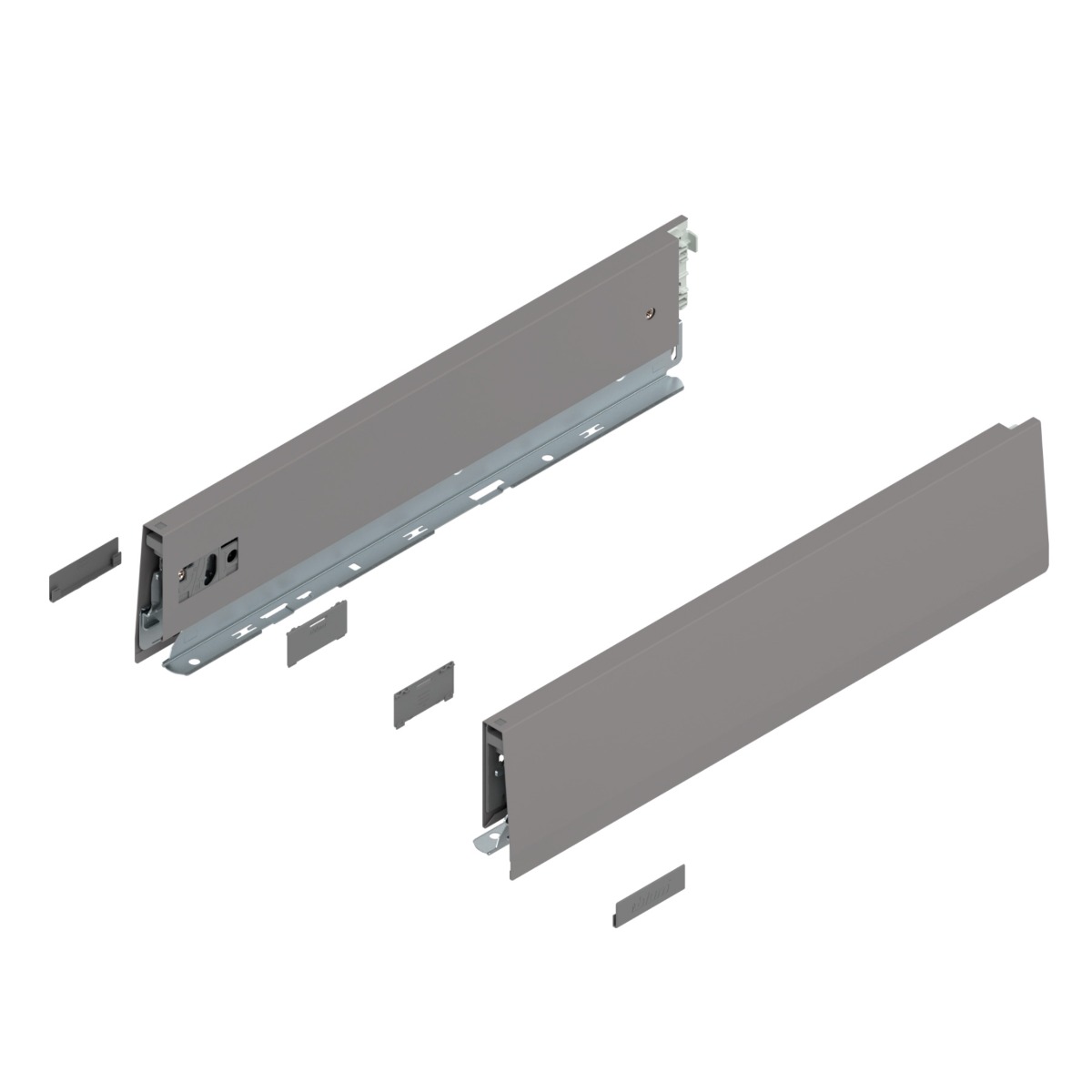 Juego de costados MERIVOBOX, altura M (91 mm), longitud 400 mm, gris indium mate