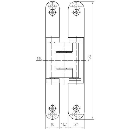 Bisagra oculta TECTUS 240 3D para puerta de comunicación cap. de carga 60 kg por par, gris