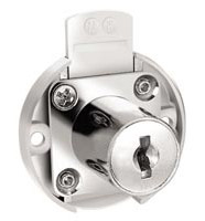 Cerradura redonda para una puerta, acabado níquel