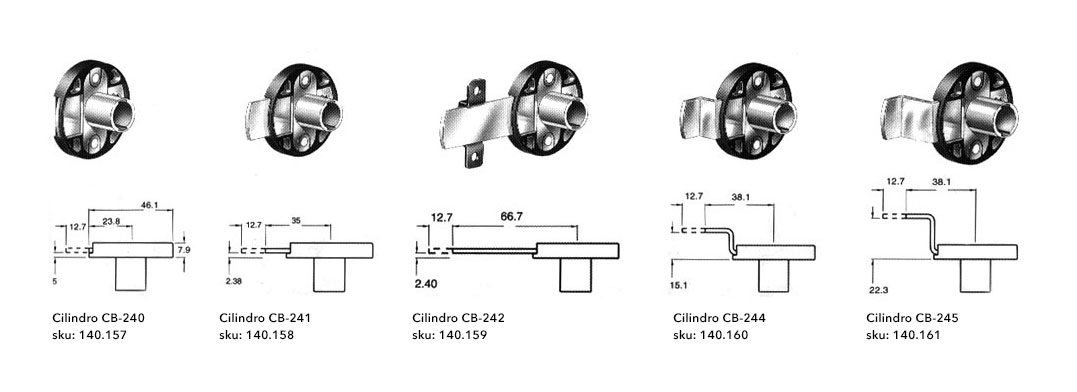 Cerradura vertical con caja redonda