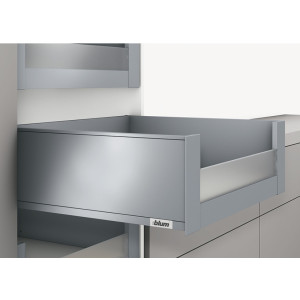 Cajón interno LEGRABOX pure altura C con elemento de diseño bajo, color inox