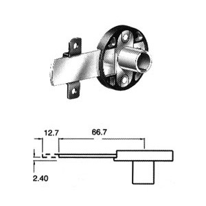 Cilindro CB-242 montaje vertical caja redonda, profundidad del pestillo 2.4mm, longitud 12.7mm.